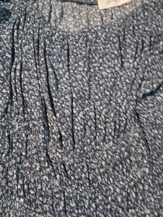 Blue Floral Midi Dress with Smocked Waist - Picture 4 of 8